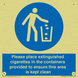 Please place extinguished cigarettes in the containers provided to ensure this area is kept clean